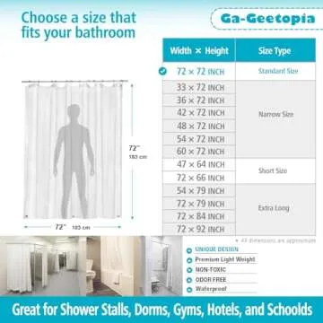 Ga-Geetopia Thin 3D EVA Shower Curtain Liner Water Cube, 72x72 Premium Light Weight Clear Plastic Bathroom Shower Curtain with Rustproof Metal Grommets 3 Magnets for Shower Stall, Bathtubs(No Hooks)