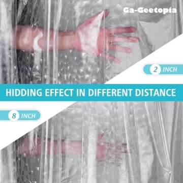 Ga-Geetopia Thin 3D EVA Shower Curtain Liner Water Cube, 72x72 Premium Light Weight Clear Plastic Bathroom Shower Curtain with Rustproof Metal Grommets 3 Magnets for Shower Stall, Bathtubs(No Hooks)