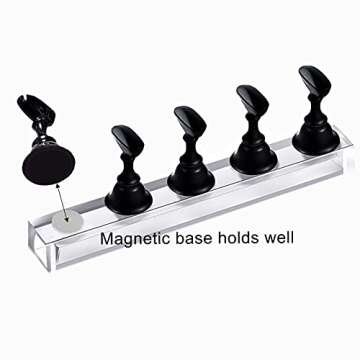 10Pcs Nail Stand for Press on, Fake Acrylic Nail Stand, Nail Display Practice Stands with Magnetic Base, Nail Tip Holders for Salon and Home DIY