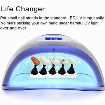 10Pcs Nail Stand for Press on, Fake Acrylic Nail Stand, Nail Display Practice Stands with Magnetic Base, Nail Tip Holders for Salon and Home DIY