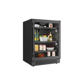 Avallon ABR242SGLH 24 Inch Wide 140 Can Energy Efficient Beverage Center with LED Lighting, Double Pane Glass, Touch Control Panel and Left Swing Door