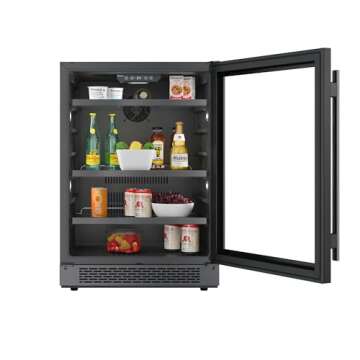 Avallon ABR242SGLH 24 Inch Wide 140 Can Energy Efficient Beverage Center with LED Lighting, Double Pane Glass, Touch Control Panel and Left Swing Door