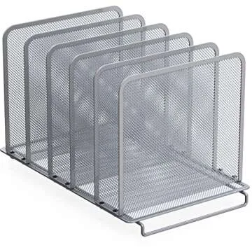Simple Houseware Expandable 5 Section Upright File Sorter Organizer, Silver