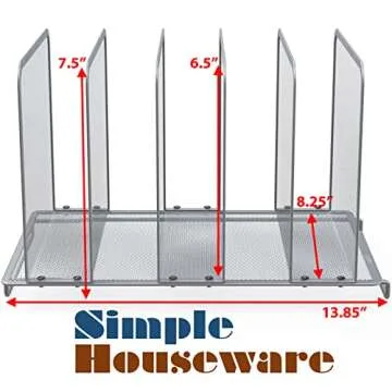 Simple Houseware Expandable 5 Section Upright File Sorter Organizer, Silver