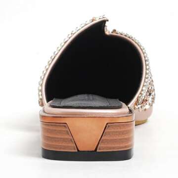 Mules for Women Slip On Comfortable Pointed Toe Flat Shoes On Loafers Backless Pointed Toe Satin Mule Slides Golden Size 7