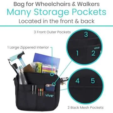 Vive Bag for Wheelchairs & Walkers - Machine Washable & Stylish Storage Solution