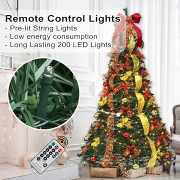 Pre-lit 6.5 Ft Christmas Tree with Remote & Lights