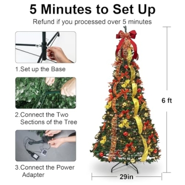 Pre-lit 6.5 Ft Christmas Tree with Remote & Lights