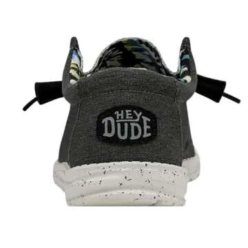 Hey Dude Men's Wally Stretch Black Size 10 | Men’s Shoes | Men's Lace Up Loafers | Comfortable & Light-Weight