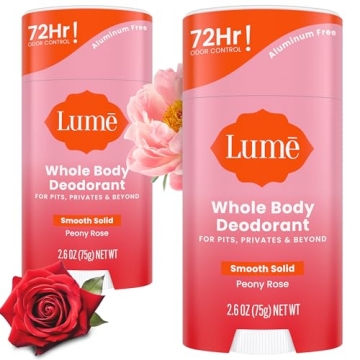 Lume Whole Body Deodorant - Smooth Solid Stick - 72 Hour Odor Control - Aluminum Free, Baking Soda F...