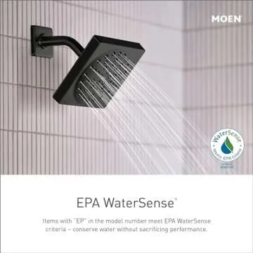 Moen Gibson Matte Black Pressure Balancing Eco-Performance Modern Tub and Shower Trim, Featuring Single Function Shower Head, Shower Handle, and Tub Spout (Posi-Temp Valve Required), T2903EPBL