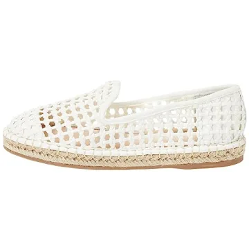 The Drop Women's Lila Open Weave Flat Espadrille, White, 6.5