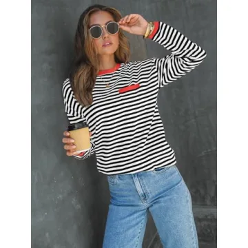 Stylish LILLUSORY Women's Oversized Striped Pullover Sweater