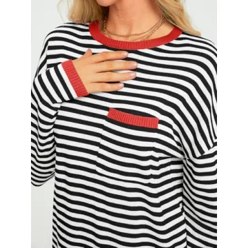 Stylish LILLUSORY Women's Oversized Striped Pullover Sweater
