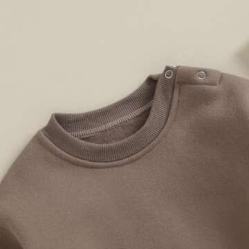 AEEMCEM Newborn Baby Boy Girl Fleece Sweatshirt Bubble Romper Oversized Solid Color Thick Sweater Romper Warm Winter Clothes (A-Coffee, 0-3 Months)