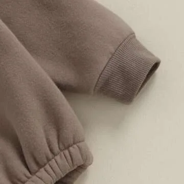 AEEMCEM Newborn Baby Boy Girl Fleece Sweatshirt Bubble Romper Oversized Solid Color Thick Sweater Romper Warm Winter Clothes (A-Coffee, 0-3 Months)