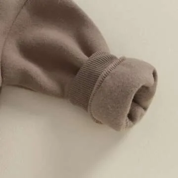 AEEMCEM Newborn Baby Boy Girl Fleece Sweatshirt Bubble Romper Oversized Solid Color Thick Sweater Romper Warm Winter Clothes (A-Coffee, 0-3 Months)