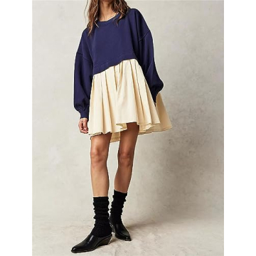 Meladyan Oversized Mini Sweatshirt Dress for Women