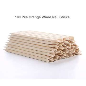 100Pcs Orange Wood Sticks for Nails, HOOMBOOM Double Sided Cuticle Pusher Remover Nail Art Manicure ...
