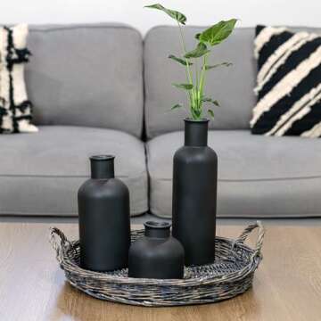 AuldHome Black Ceramic Vases Set of 3 - Elegant Decor