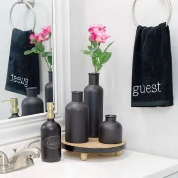 AuldHome Black Ceramic Vases Set of 3 - Elegant Decor