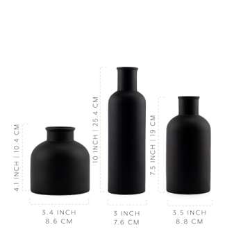 AuldHome Black Ceramic Vases Set of 3 - Elegant Decor