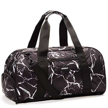 Vooray Burner Sport 20" Gym Bag with Shoe Pocket & Laundry Bag (Black Marble),Large