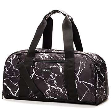 Vooray Burner Sport 20" Gym Bag with Shoe Pocket & Laundry Bag (Black Marble),Large