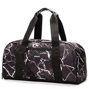 Vooray Burner Sport 20" Gym Bag with Shoe Pocket & Laundry Bag (Black Marble),Large