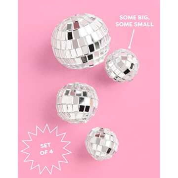 xo, Fetti Disco Ball Cake Topper - 4 Pieces | Birthday Supplies, Bday Cake Decoration, Last Disco Ba...