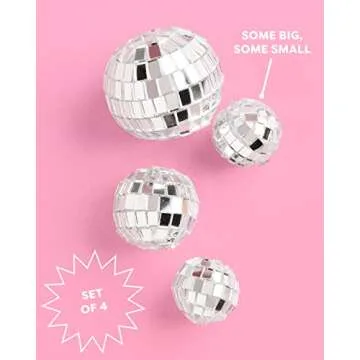 xo, Fetti Disco Ball Cake Topper - 4 Pieces | Birthday Supplies, Bday Cake Decoration, Last Disco Ba...