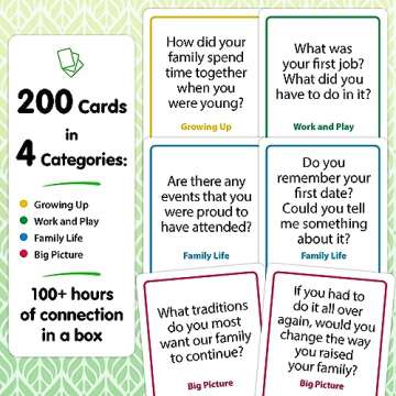 200 Intergenerational Conversation Cards - Get to Know Parents and Grandparents for Family Game Night with Curated Question Cards - Family Fun Games for Adults and Kids Too - Relatives Icebreaker