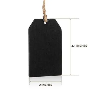 Boao 32 Pieces Mini Chalkboard Tags Bulk 2"x3.1" Wood Chalkboard Signs Wooden Hanging Labels with String Price Message Tags for Holiday Christmas Weddings Gift, Black