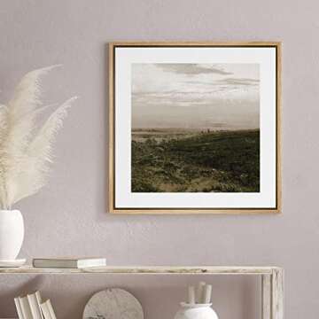 SIGNWIN Framed Canvas Print Wall Art Cloudy Stormy Brown Countryside Landscape Nature Wilderness Ill...