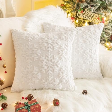AQOTHES Christmas Snowflake Throw Pillow Covers Set of 2