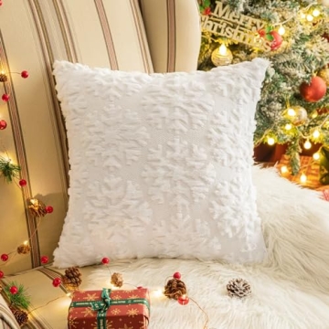 AQOTHES Christmas Snowflake Throw Pillow Covers Set of 2