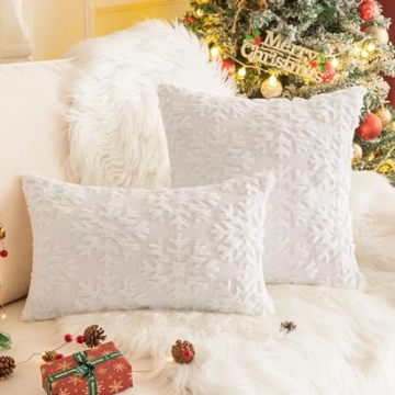 AQOTHES Christmas Snowflake Throw Pillow Covers Set of 2