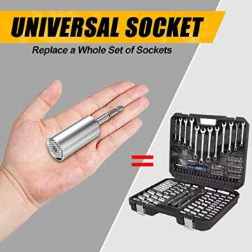 Valentines Day Gifts for Him Men, Super Universal Socket Tools, Cool Stuff Gadgets for Men Birthday Fathers Day, Cool Gadgets Socket Set with Power Drill Adapter(7-19 mm)