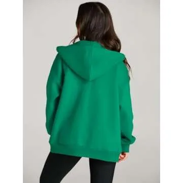 EFAN Women Zip Up Hoodies Oversized Sweatshirt Jacket 2024 Fall Fleece Cute Pullover Hooded Tops Teen Girls Casual Loose Fit Y2k Trendy Fashion Gym Clothes Outfits Green M