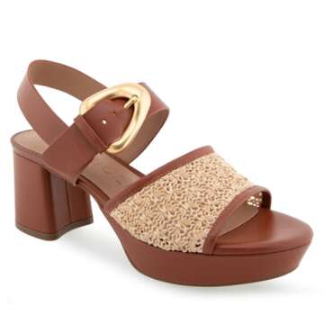 Aerosoles Women's Chamber Heeled Sandal, Natural Raffia, 7.5