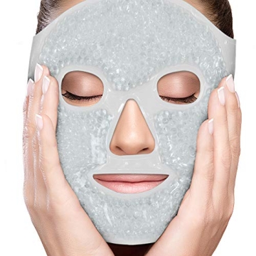 PerfeCore Facial Mask for Puffy Eyes and Headache Relief, Hot Cold Compress Gel Beads