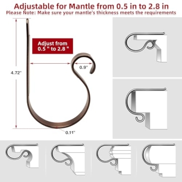 FINMOR Adjustable Stocking Holders Set 4 for Christmas