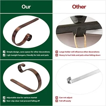 FINMOR Adjustable Stocking Holders Set 4 for Christmas