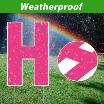 Happy Birthday Yard Sign with Stakes, Personalized Age Happy Birthday Sign with 20 Number Stickers and Balloons, Birthday Yard Lawn Signs for Happy Birthday Decorations, Rainbow Color, 15" Big Size