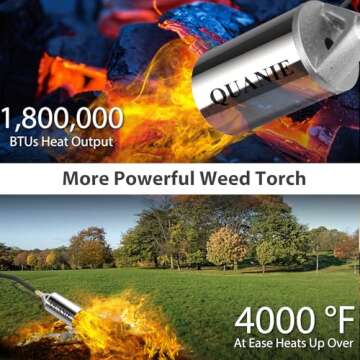 Propane Torch Burner Weed Torch High Output 1,800,000 BTU with 10FT Hose,Heavy Duty Blow Torch with ...
