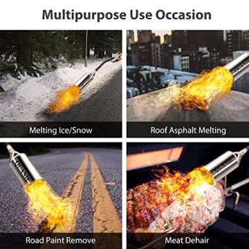 Propane Torch Burner Weed Torch High Output 1,800,000 BTU with 10FT Hose,Heavy Duty Blow Torch with Flame Control and Turbo Trigger Push Button Igniter,Flamethrower for Garden Wood Ice Snow Road (Blue