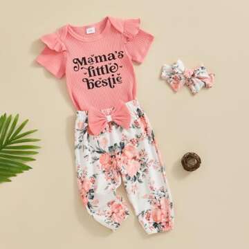 Adorable Newborn Baby Girl Clothing Set with Romper and Floral Pants