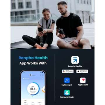 RENPHO Bluetooth Body Fat Scale, Digital Weight Scale Bathroom Smart Body Composition Analyzer Wireless BMI Compact Scale Health Monitor with Smartphone APP, 396 lbs