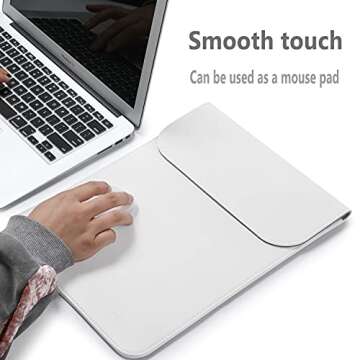 HYZUO 13.3-14 Inch Laptop Sleeve Compatible with MacBook Pro 14 M2/M1 Pro/Max A2779 A2442 2021-2023, MacBook Air 13 Inch 2010-2017, Faux Leather Case with Accessory Bag, White