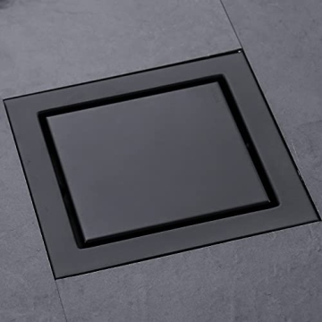 RANDOM Stylish Black Shower Drain with Removable Cover